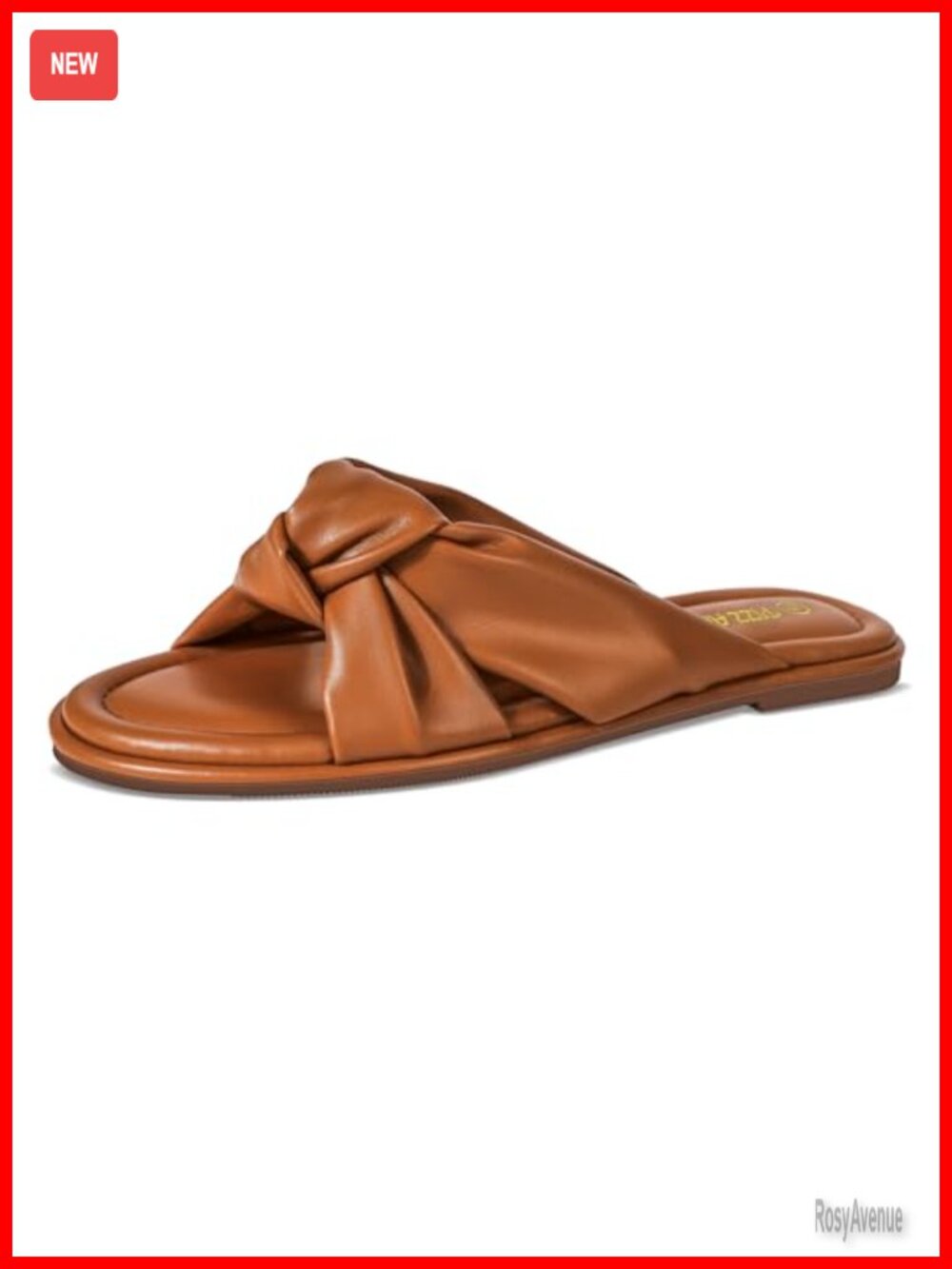 Women's Knotted Slide Sandals with Memory Foam, Comfortable Leather Slip-On